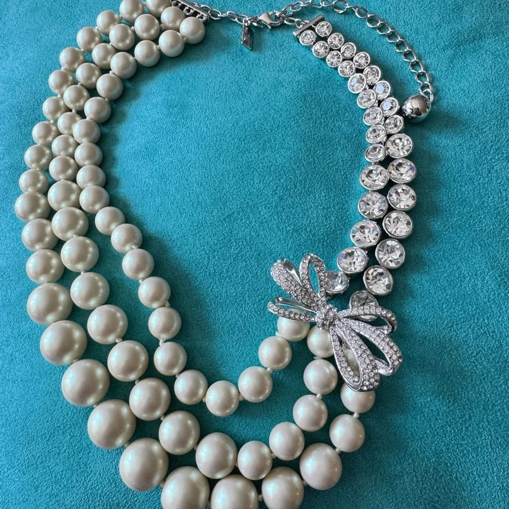 Kate Spade Pearl and Silver Necklace with Bow - Picture 5 of 5